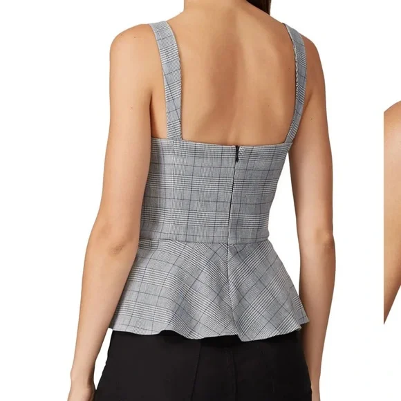 Waverly Grey Kelci Checkered Peplum Top Small - Picture 2 of 7